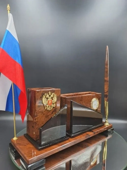 Настольный набор из натурального камня с часами