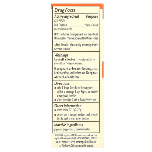 Bach, Original Flower Remedies, экстракт красного каштана, 10 мл (0,35 жидк. унции)
