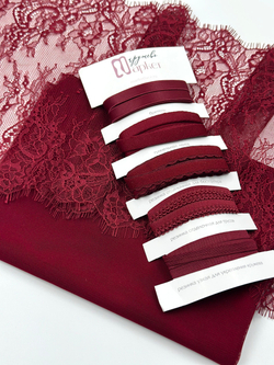 Кружево шантильи бордовое неэластичное ширина 24 см купон 2.9 м