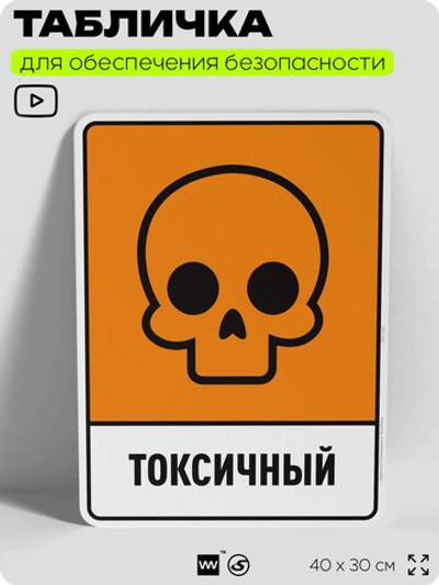 Табличка для обеспечения безопасности "Токсичный", для производства, предприятия, организаций, 40х30 см, Silver Plane x Айдентика Технолоджи