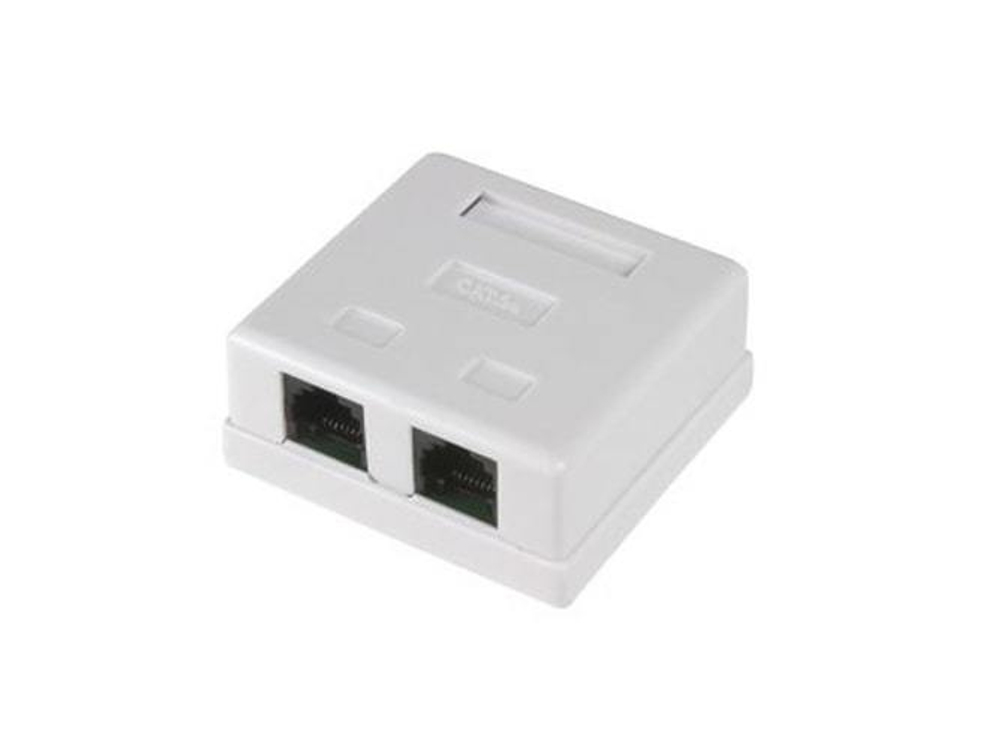 Настенная розетка Ripo, 2 портa, Cat.5e (Класс D), 100МГц, RJ45/8P8C, 110, T568A/B, неэкранированная