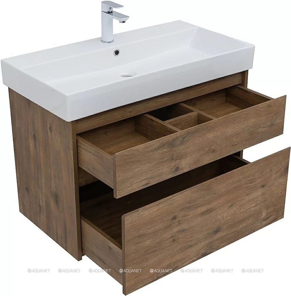 Тумба с раковиной Aquanet Nova Lite 249954 85 дуб рустикальный