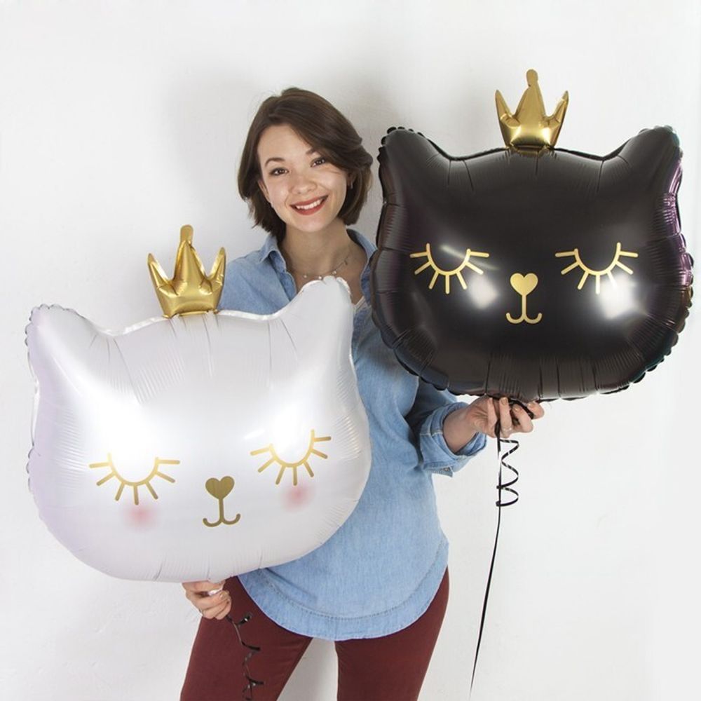 КОТ Шар фигура "Котенок в короне белый голова" (БГ-35)  Изображение3