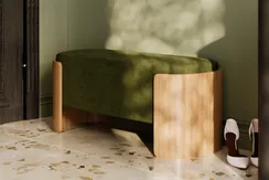 Банкетка Lagom 100 см (зеленый, натуральный дуб)