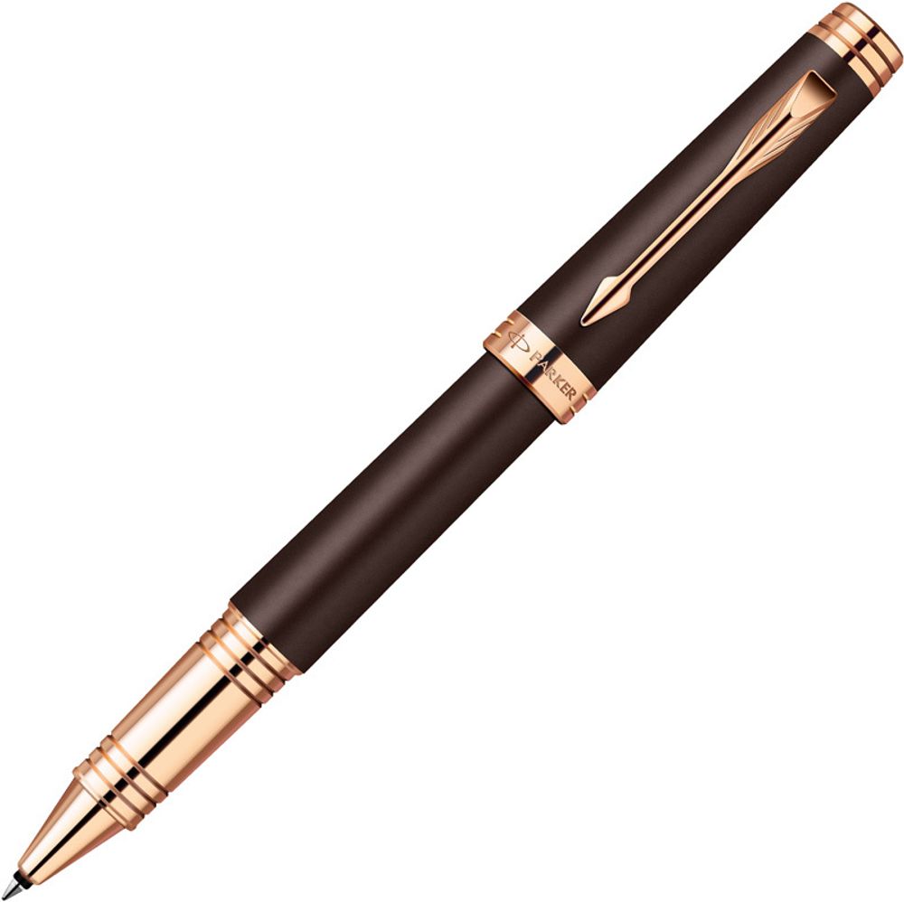 Роллерная ручка Parker Premier, цвет - матовый коричневый, перо - позолота 18К
