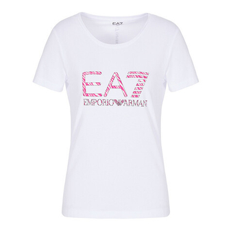 Женская теннисная футболка EA7 Women Jersey T-Shirt - white/Размер L