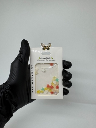 Объемные фигурки для ногтей сердечки цветные