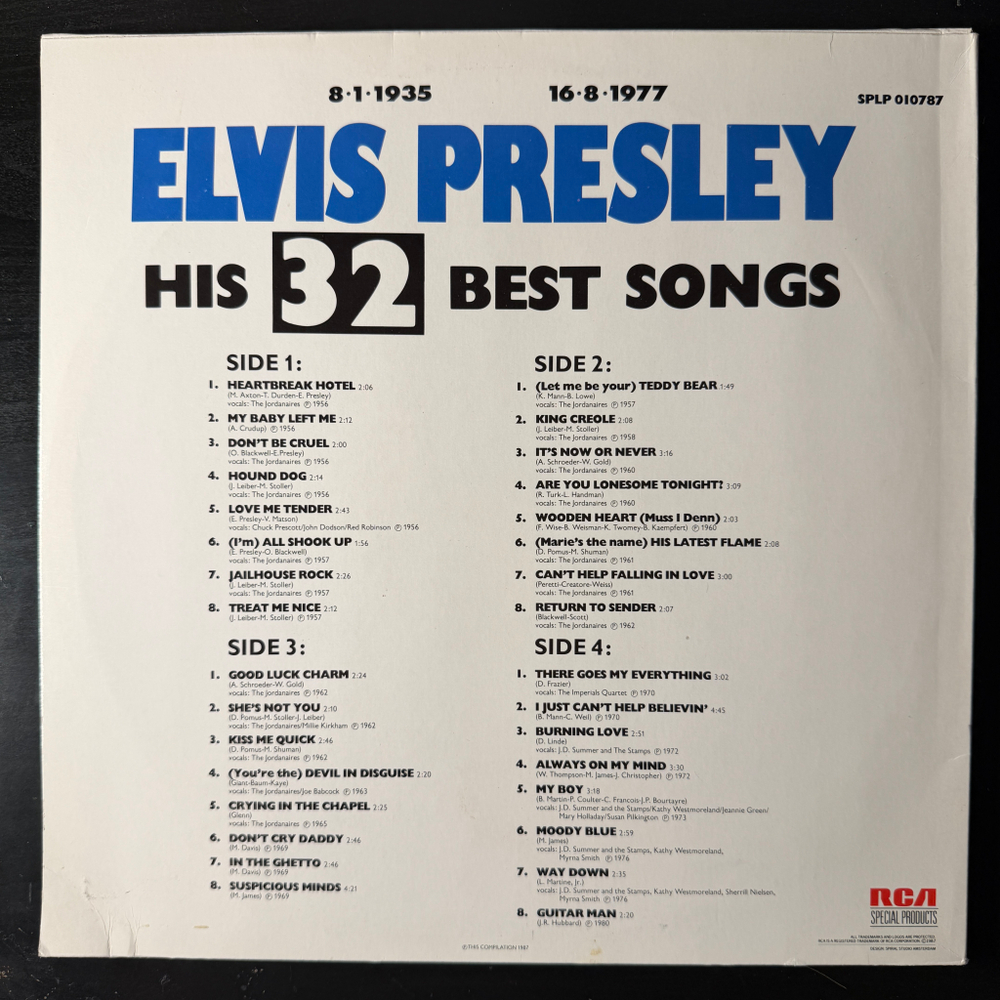 Elvis Presley ‎– His 32 Best Songs 2LP (Голландия 1987г.)