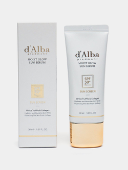 D'Alba Moist Glow Sun Serum White Truffle&Collagen Sun Screen SPF50+ PA++++ cолнцезащитный увлажняющий серум с экстрактом итальянского трюфеля