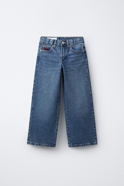 ZARA ПРЯМЫЕ ДЖИНСЫ HELLO KITTY © SANRIO, СИНИЙ