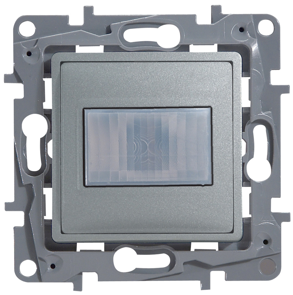 Датчик движения двухпроводной 400Вт с регулировкой выдержки времени, освещенности и радиуса обнаружения - алюминий ETIKA Legrand