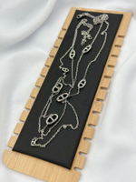 Двойная тонкая нить со вставками из овалов, оттенок серебро