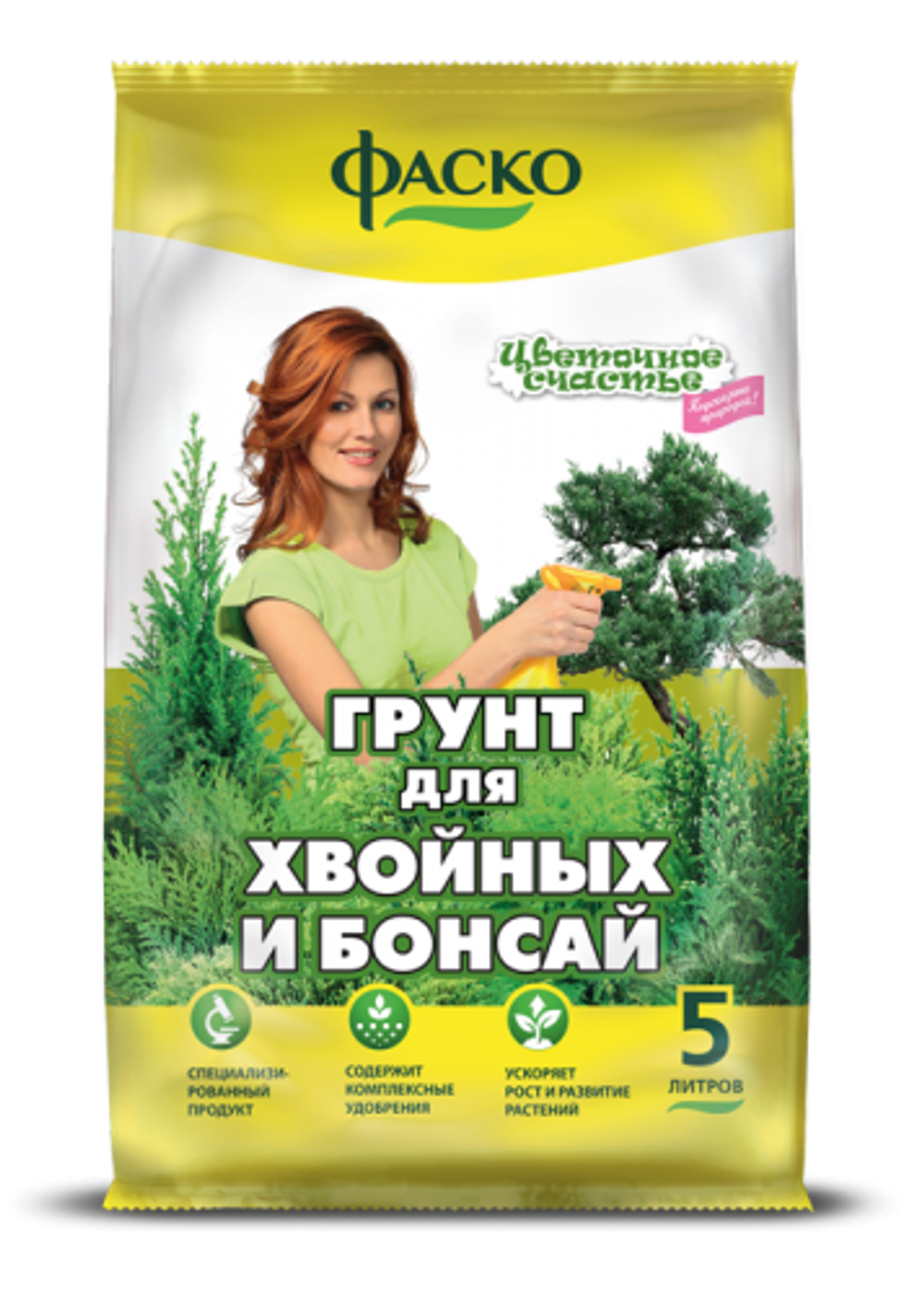 Грунт ЦВЕТОЧНОЕ СЧАСТЬЕ Для хвойных и бонсай 5л