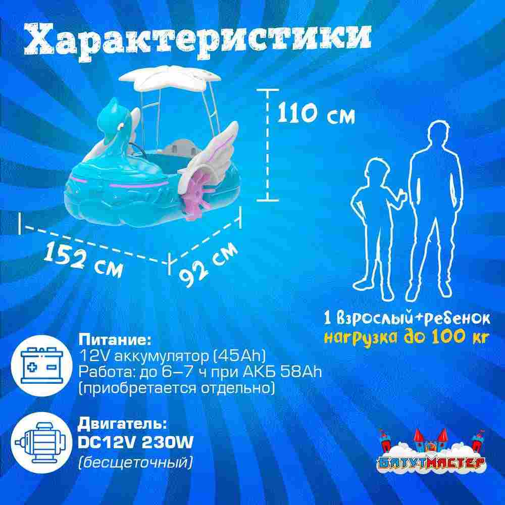 Семейная электрическая лодка-катамаран «Голубой лебедь», 1+1