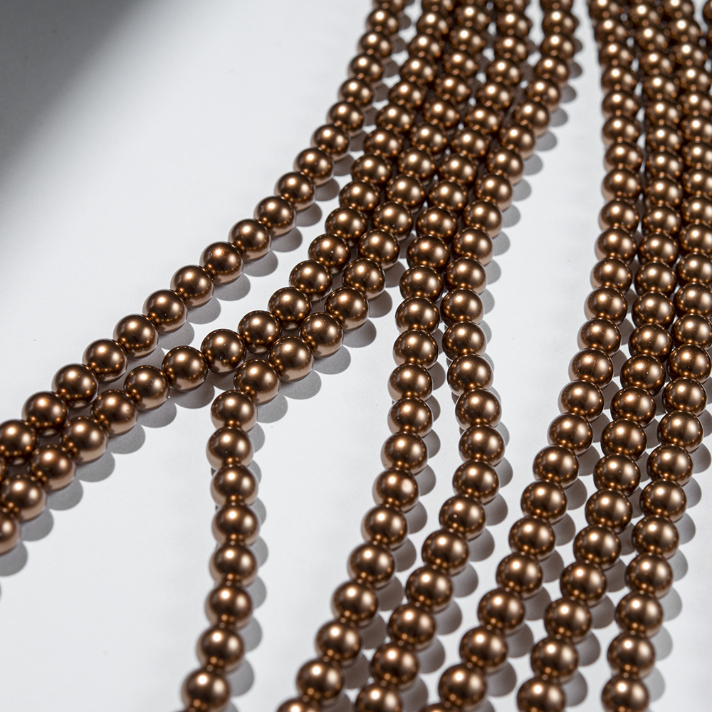 Хрустальный жемчуг, оттенок "Bronze", шар 6мм, улучшенное покрытие