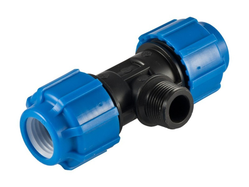 Тройник (ПНД) ПЭ Дн 25х1х25 с внутренней резьбой в.р  напорный компрессионный