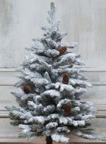 Заснеженная елка на ножке «Камилла» (литая хвоя с шишками) 1,5 м / 150 см