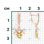 Серьги «Мухи» с английским замком из комбинированного золота с хризолитом и натуральным топазом white
