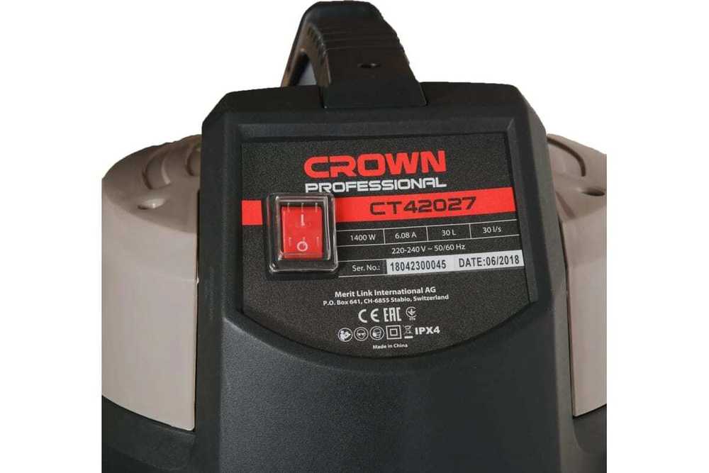 Пылесос строительный CROWN 1400Вт, 30л, (СТ42027)