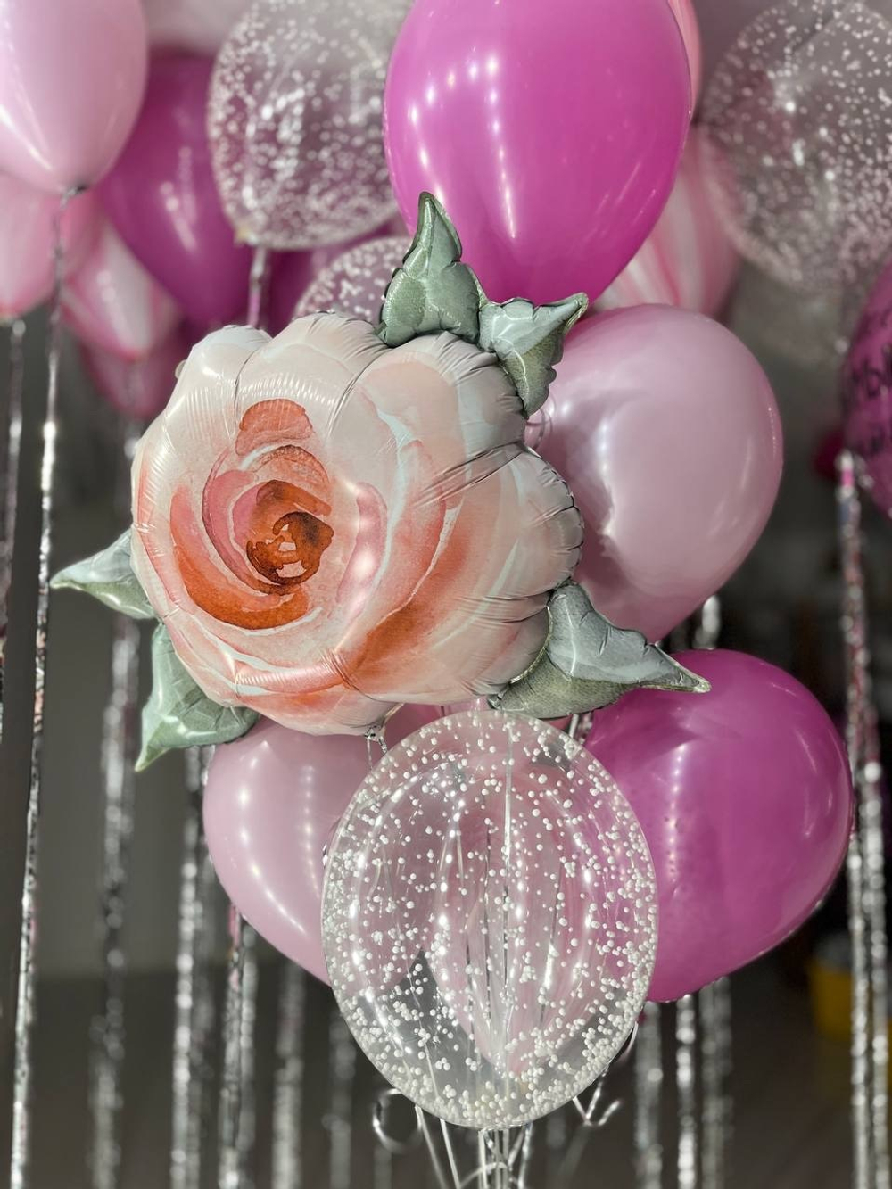 Набор воздушных шаров с дождиком, Роза №2389