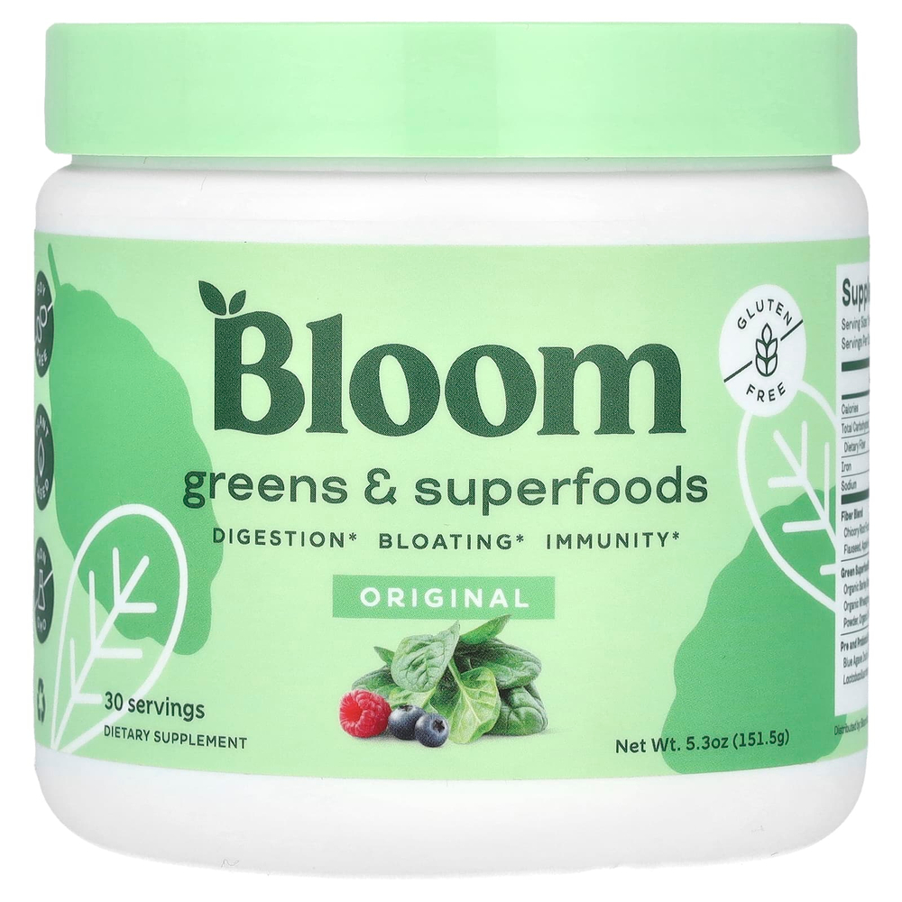 Bloom, Зелень и суперфуды, оригинальные, 151,5 г (5,3 унции)