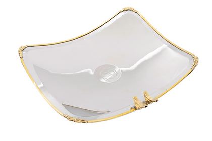 Блюдо прямоугольное 32x25x5см Garda Decor Birds на ножкаx нержавеющая сталь