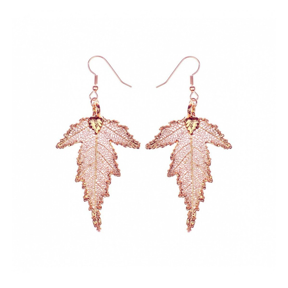 Серьги листья Ester Bijoux Шелковица LF57C-RG BR