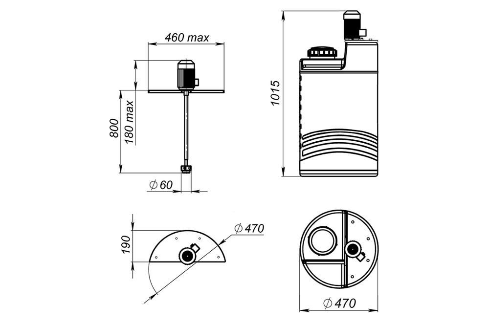 Емкость пищевая ЭкоПром дозировочная с турбинной мешалкой 100 л. вертикальная (47x47x102см;белый) - арт.555697
