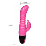 Розовый вибратор-кролик с ребрышками - 22,5 см. (Цвет: розовый)