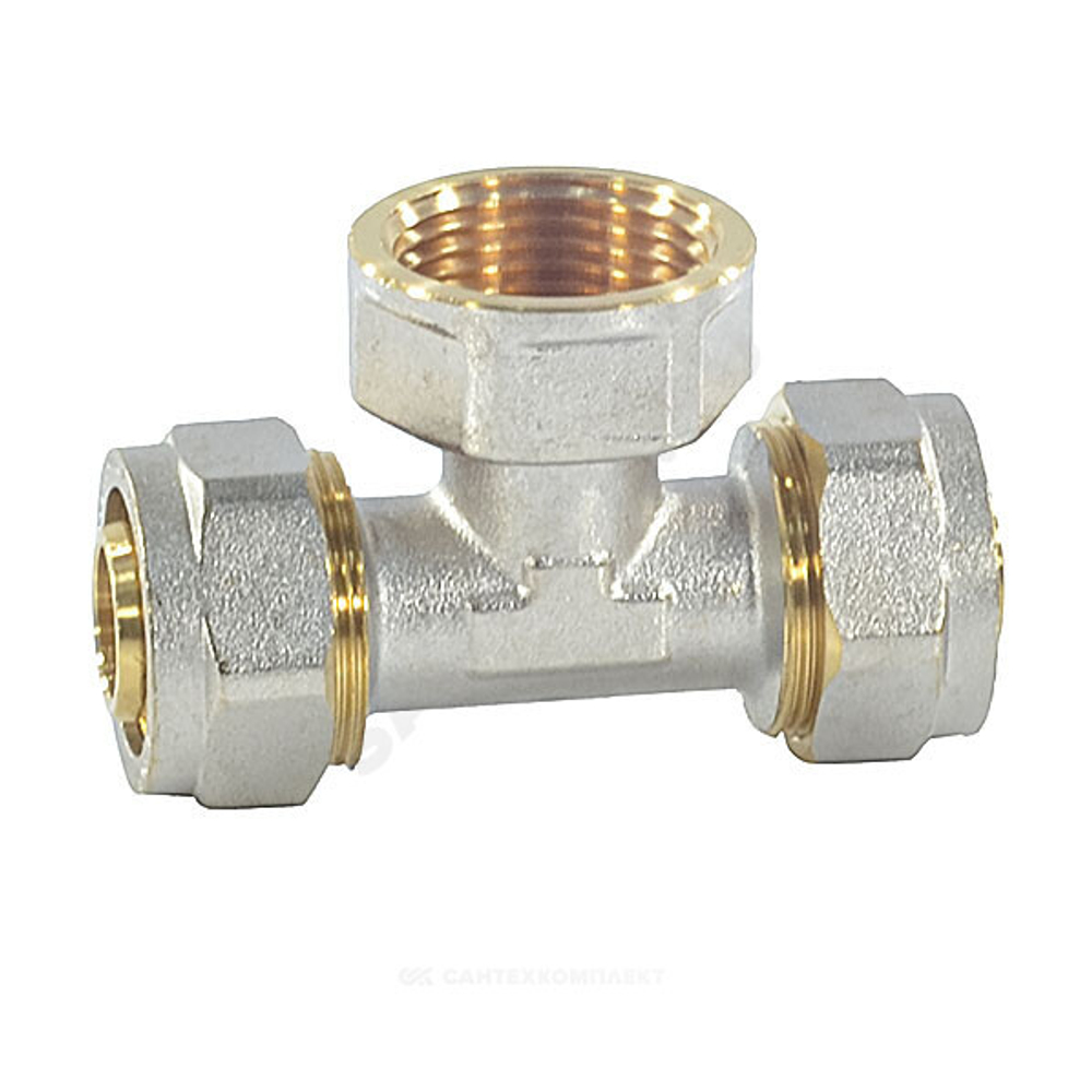 Тройник МП латунь никель обжим Дн 20х3/4"х20 ВР ГОСТ 32415-2013 7013 Aquasfera 7013-02