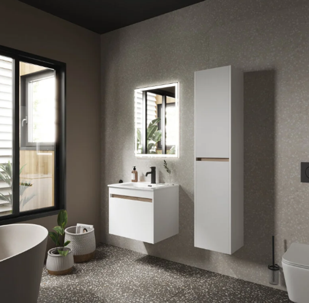 Тумба подвесная SANCOS Smart 590х450х500, c двумя ящиками оснащенными доводчиками, белый глянец , арт. SM60W