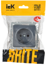 BRITE Розетка 1-местная без заземления с защитными шторками 10А РСш10-2-БрМ маренго IEK