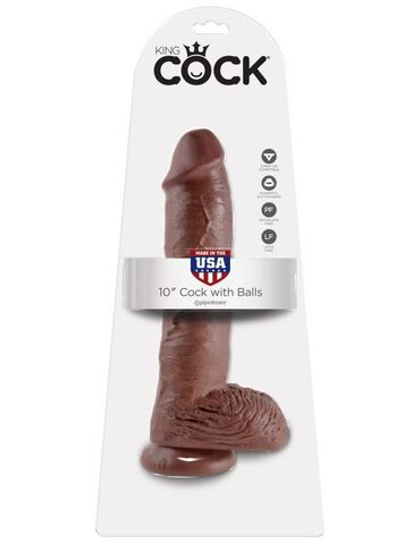 Фаллоимитатор-гигант коричневый King Cock 10 Cock with Balls