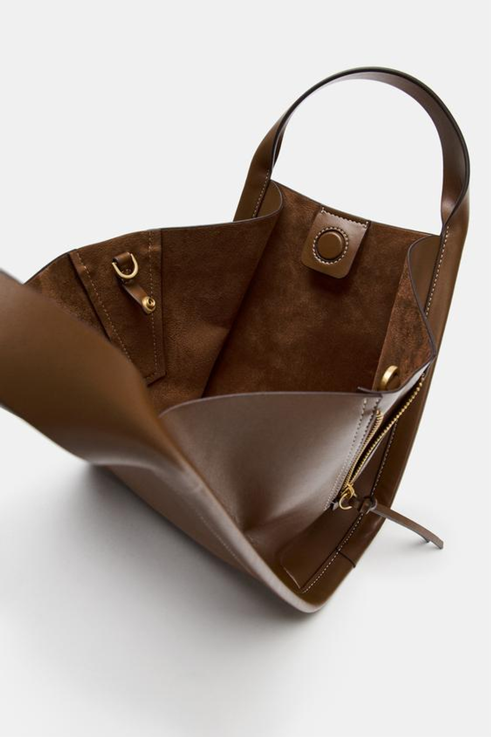 ZARA СУМКА С ПЛЕЧЕВЫМ РЕМНЕМ CITY, КОРИЧНЕВЫЙ