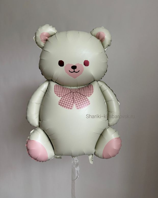 Шар фигура Белый мишка с бантиком (БГ-28)