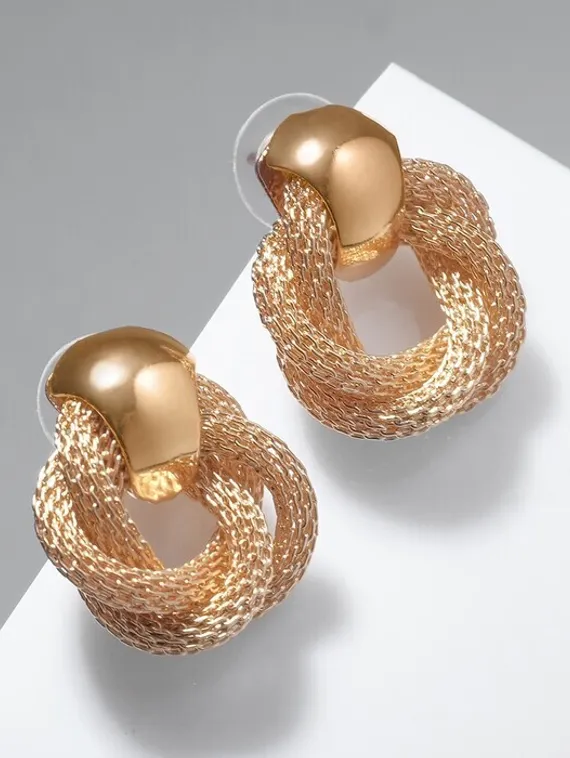 Серьги металл "Круги переплетение", цвет золото