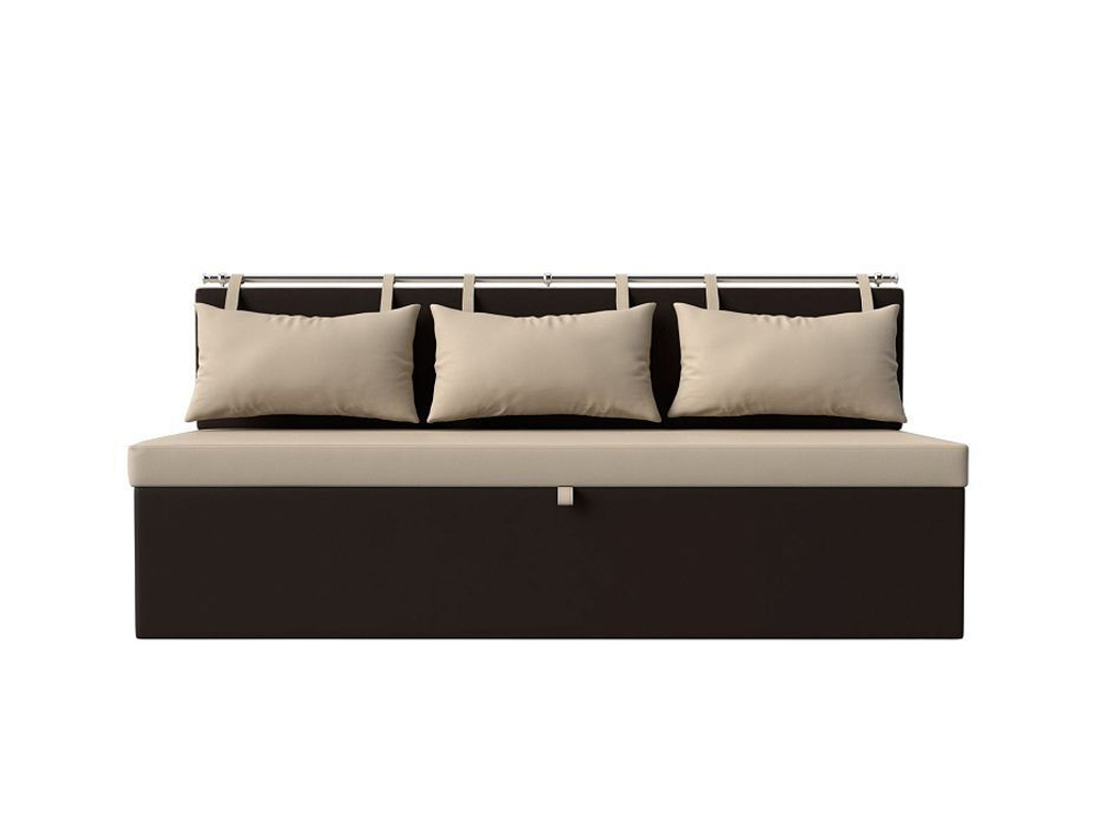 Диван кухонный прямой Метро, Бежевый\Коричневый, Экокожа, 28568