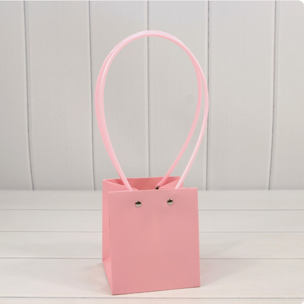 Пакет подарочный 13х11,5х11,5 Ваза для цветов (Розовый)