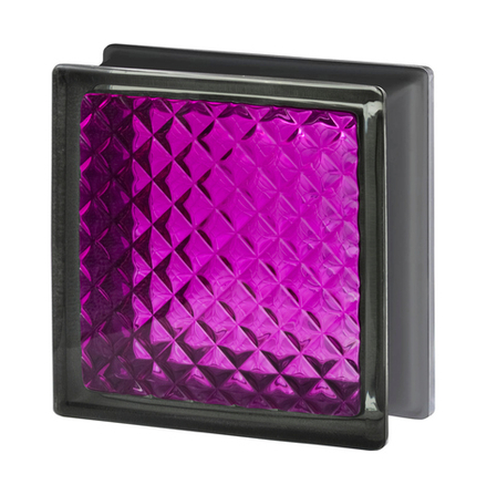 Стеклоблок Vitrablok Инка Черный бриллиант Малиновый 19x19x8