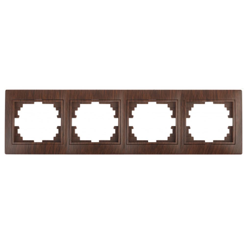 Рамка для розеток и выключателей Intro Plano 1-504-10 на 4 поста горизонтальная, СУ, венге