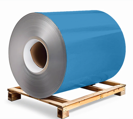 Сталь оцинкованная 0,7х1250х3000 мм RAL 5012 светло-голубой Грунт обр.стороны / защ.пленка