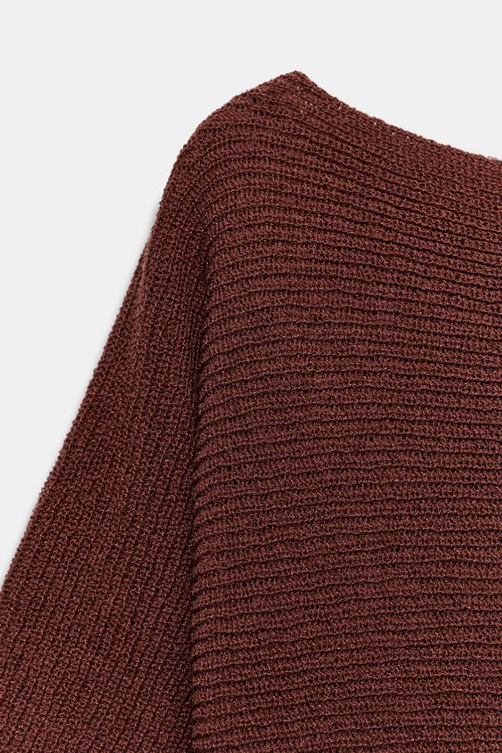ZARA ТРИКОТАЖНЫЙ ТОП АСИММЕТРИЧНОГО КРОЯ, ТЕМНЫЙ ЧЕРЕПИЧНЫЙ