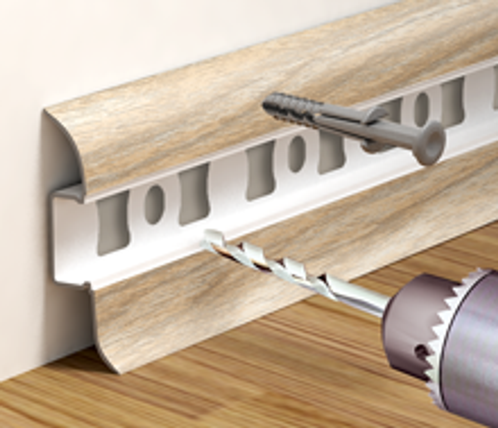 Плинтус ПВХ Идеал Классик 203 Дуб беленый 2200х55х22 мм