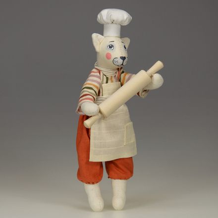 Ёлочная игрушка Кот-повар со скалкой