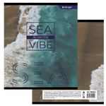 Тетрадь 36 л., А5, линия, Alingar "Sea vibe", скрепка, второй блок 60г/м2, мелованный картон (стандарт), 4 дизайна в пленке т/у