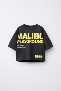 ZARA ФУТБОЛКА С НАДПИСЬЮ, АНТРАЦИТОВО-СЕРЫЙ