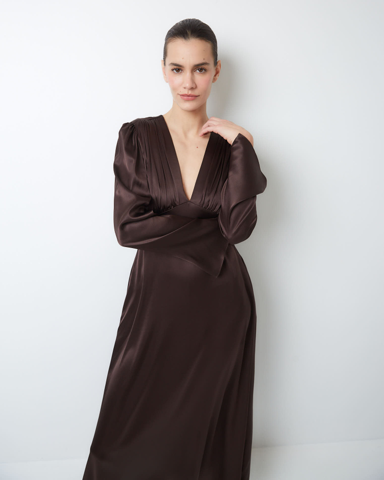 Платье из шелка Берберри шоколад