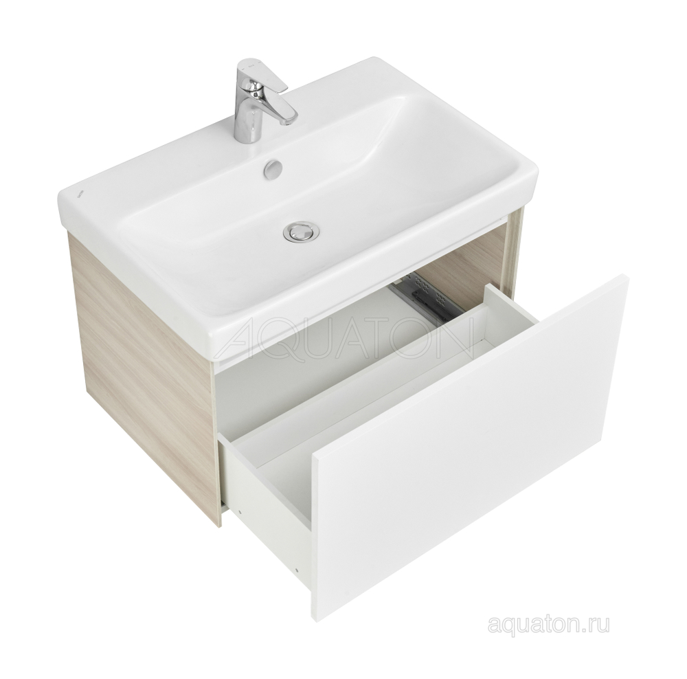 Тумба под раковину AQUATON Асти 70 белый глянец, ясень шимо 1A263001AXD70