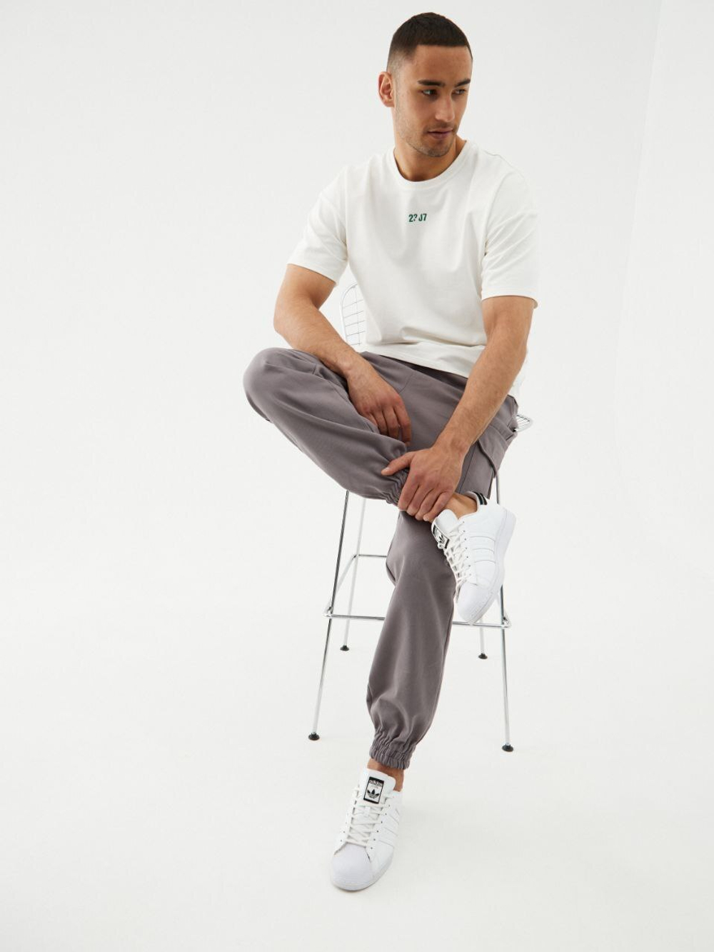 Джоггеры карго хлопковые. Серые