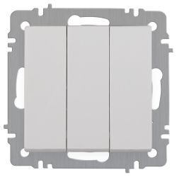 Выключатель Intro Accent 6-106-01 тройной, 10А-250В, IP20, СУ, AL/CU, белый | Intro